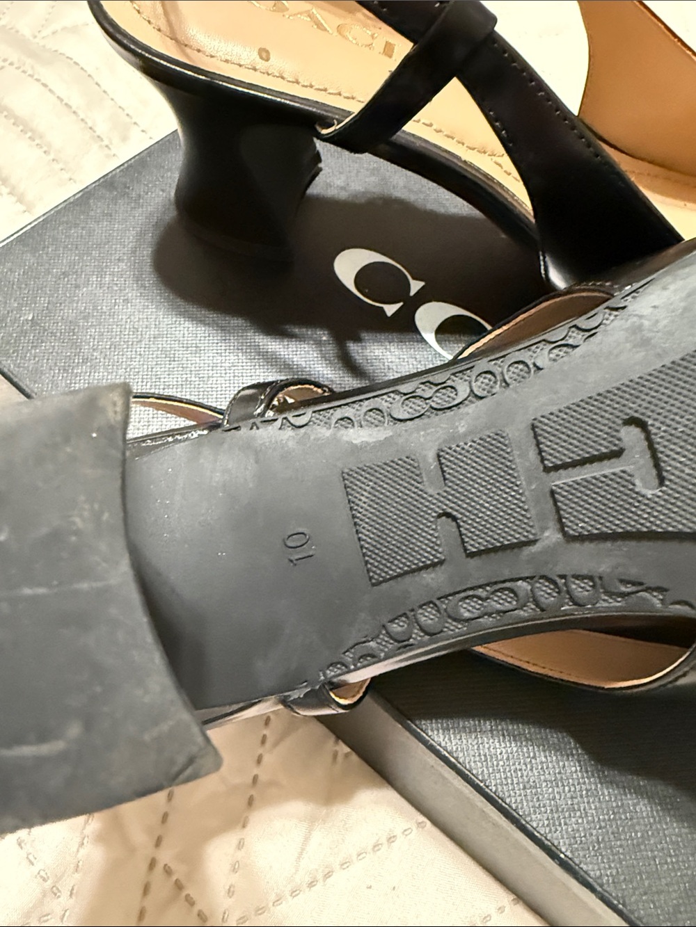 COACH Black Leather Pointed Slingback Mules - Picture 5 of 8